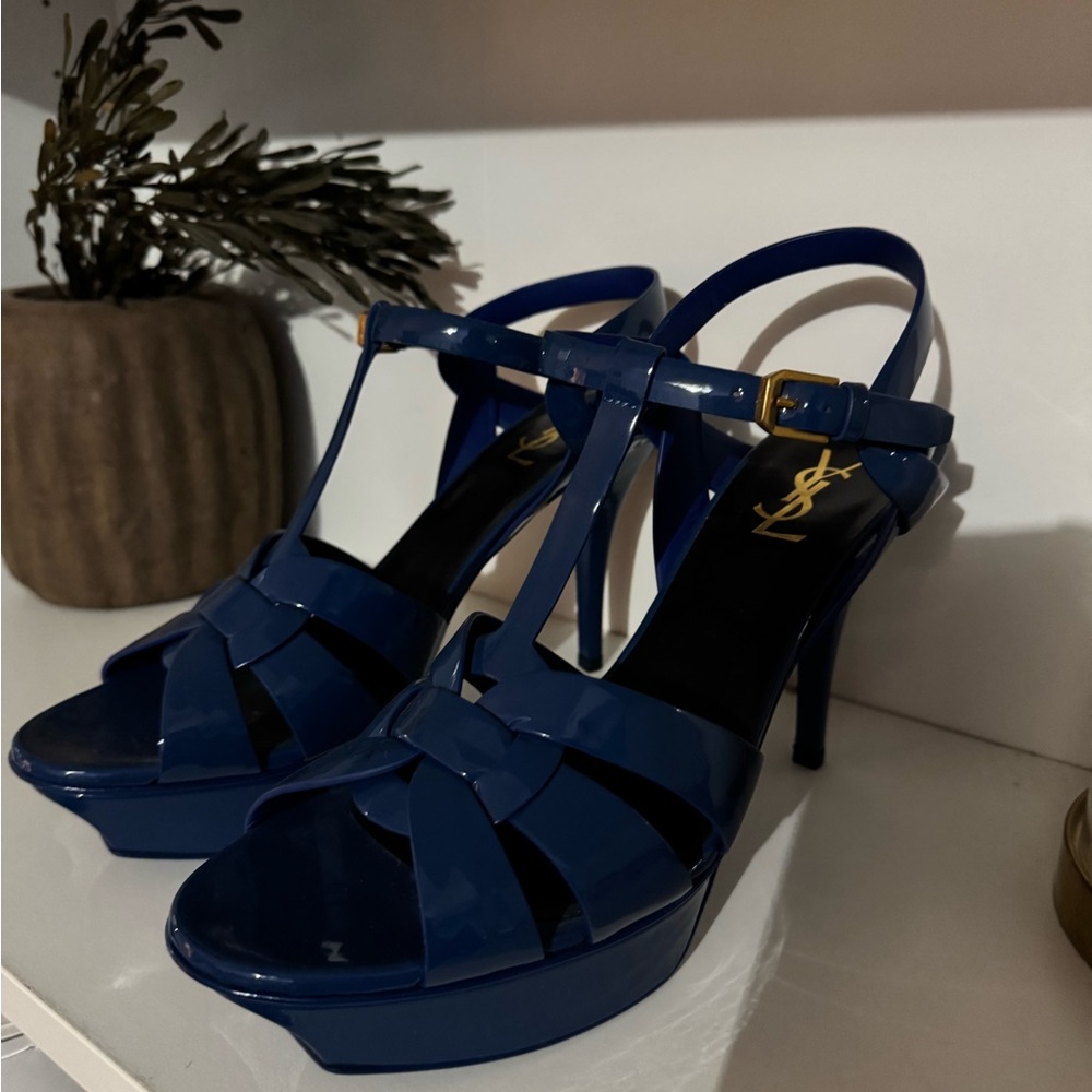 YSL Platform Sandals (Cobalt Blue)